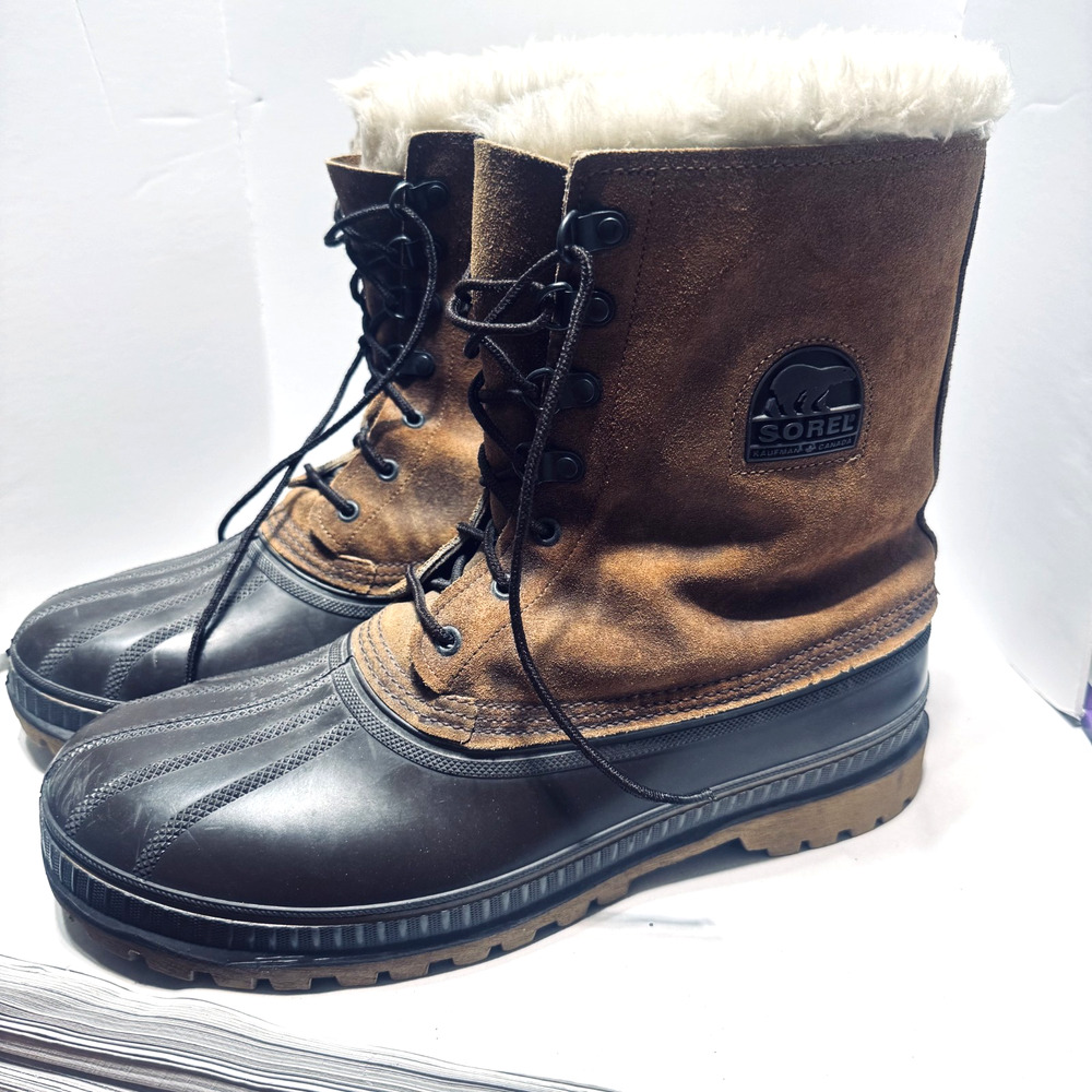 Sorel Caribou Boots Mens US 13 Vintage Kaufman Canada Wool Lined Waterproof Lug